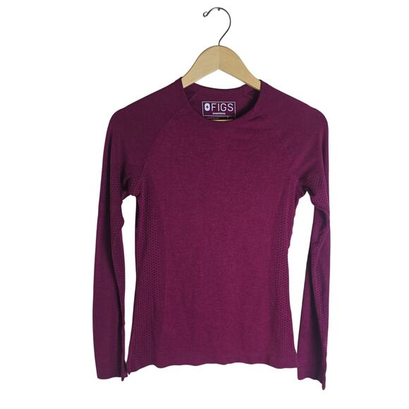 FIGS Salta Seamless Long Sleeve Underscrub Top in Maroon XS - Picture 2 of 5